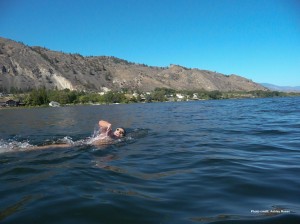 Paul Duffield swimming in Osoyoos Lake. (photo credit: Ashley Russo)